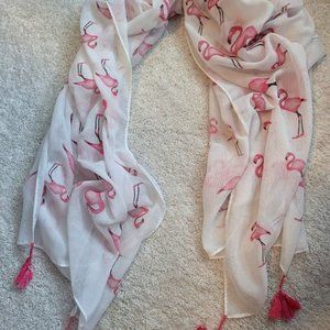 PINK & WHITE FLAMINGO SCARF BATHING SUIT SKIRT